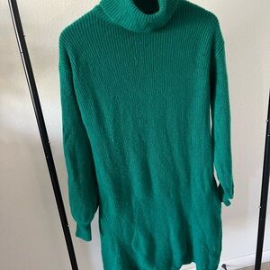 J. Crew Emerald Green Ribbed Turtleneck Sweater Dress